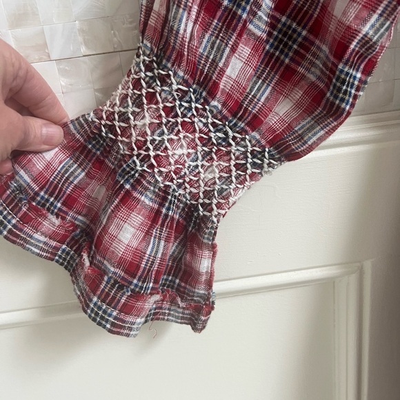 NWT new medium Anthropologie pilcro smocked red plaid mini dress ruffle tartan - Picture 8 of 17